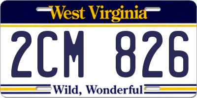 WV license plate 2CM826