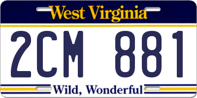 WV license plate 2CM881