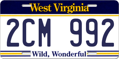 WV license plate 2CM992