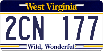 WV license plate 2CN177