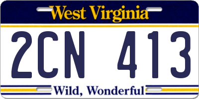 WV license plate 2CN413