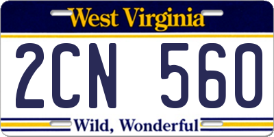 WV license plate 2CN560