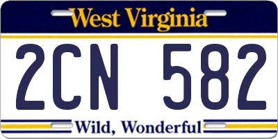 WV license plate 2CN582