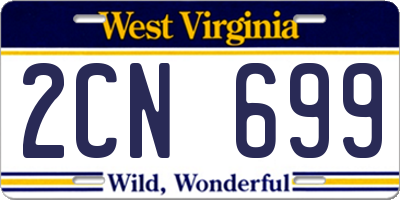 WV license plate 2CN699