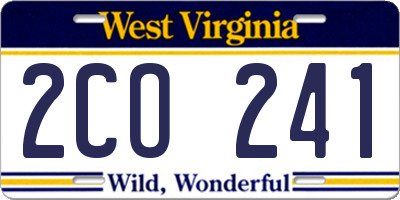 WV license plate 2CO241