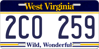 WV license plate 2CO259
