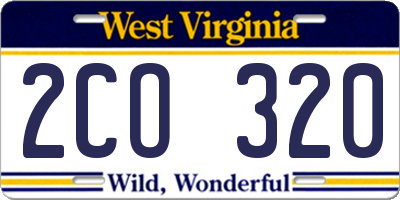 WV license plate 2CO320