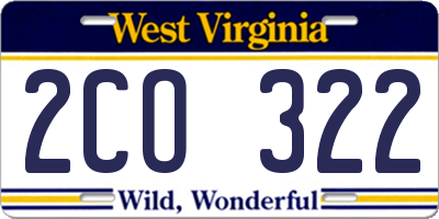 WV license plate 2CO322
