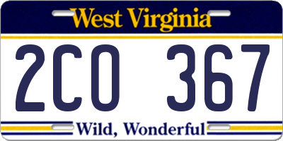 WV license plate 2CO367