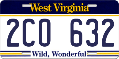 WV license plate 2CO632