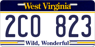 WV license plate 2CO823