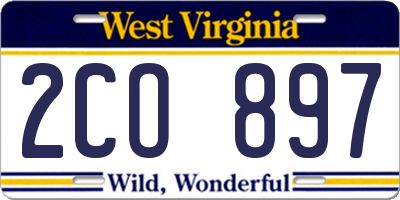 WV license plate 2CO897