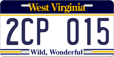 WV license plate 2CP015