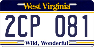 WV license plate 2CP081