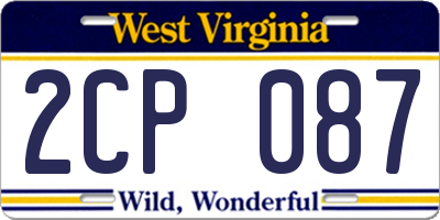 WV license plate 2CP087
