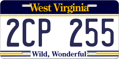 WV license plate 2CP255