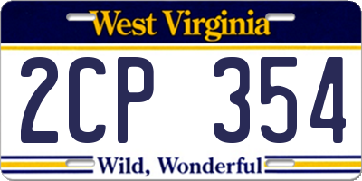 WV license plate 2CP354