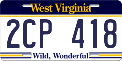 WV license plate 2CP418