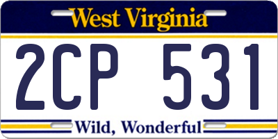 WV license plate 2CP531