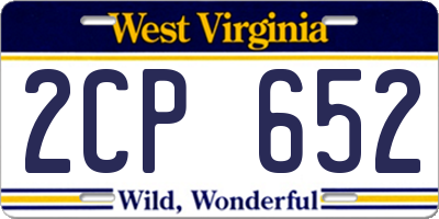 WV license plate 2CP652
