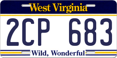 WV license plate 2CP683