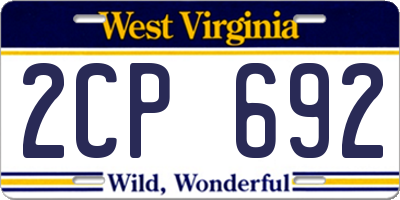 WV license plate 2CP692