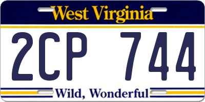 WV license plate 2CP744
