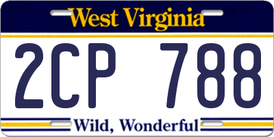 WV license plate 2CP788