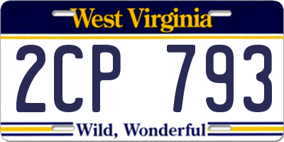 WV license plate 2CP793