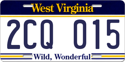 WV license plate 2CQ015
