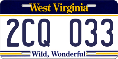 WV license plate 2CQ033