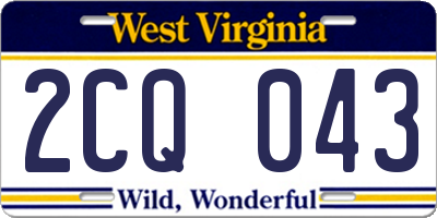 WV license plate 2CQ043