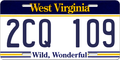 WV license plate 2CQ109