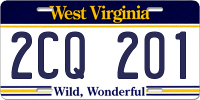 WV license plate 2CQ201