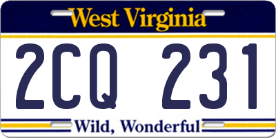 WV license plate 2CQ231