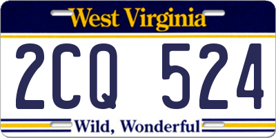 WV license plate 2CQ524