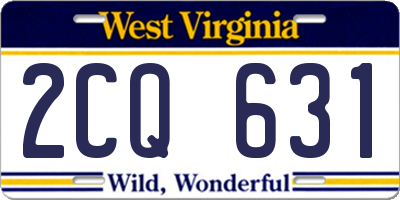 WV license plate 2CQ631