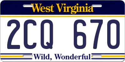 WV license plate 2CQ670