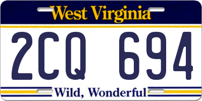 WV license plate 2CQ694