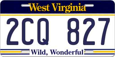WV license plate 2CQ827