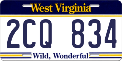 WV license plate 2CQ834