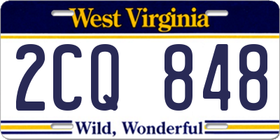 WV license plate 2CQ848