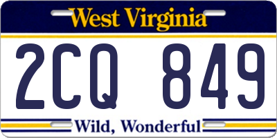 WV license plate 2CQ849