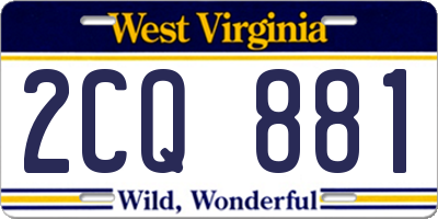 WV license plate 2CQ881
