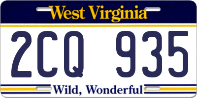 WV license plate 2CQ935