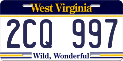 WV license plate 2CQ997