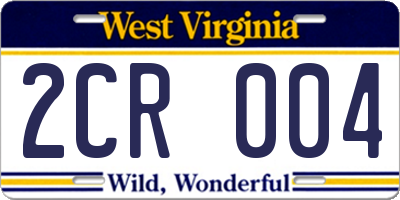 WV license plate 2CR004