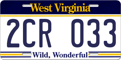 WV license plate 2CR033