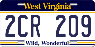 WV license plate 2CR209