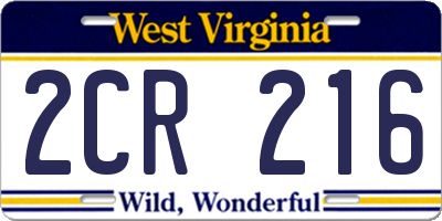WV license plate 2CR216